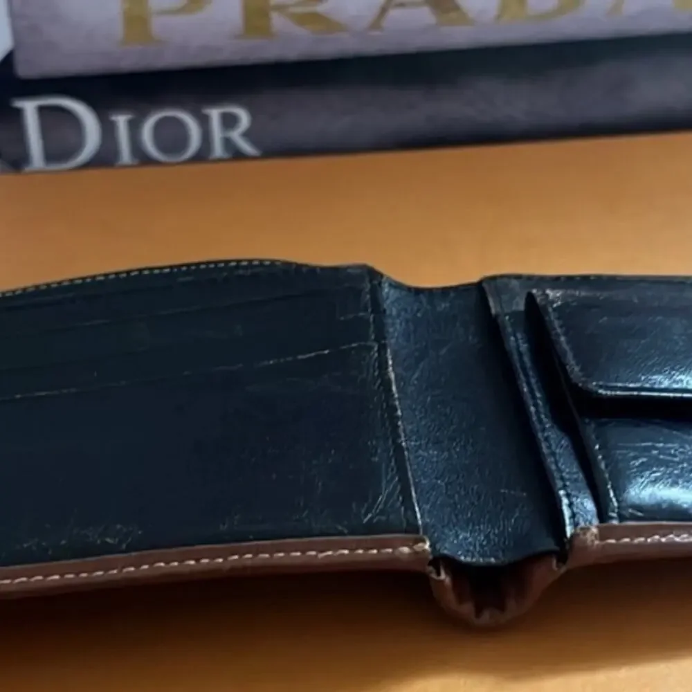 Authentic CD Christian Dior Vintage Leather Bifold Wallet Colorblock
